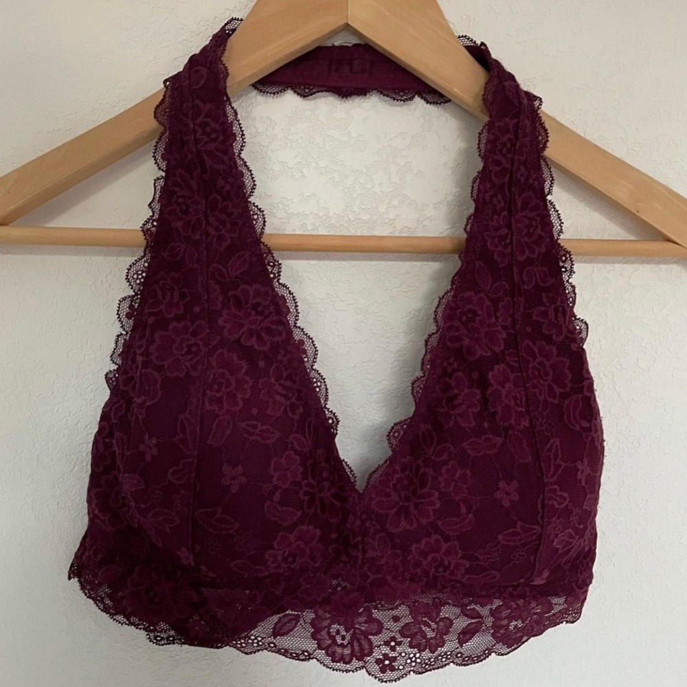 Gilly Hicks Maroon Lace Bralette (size: medium)
